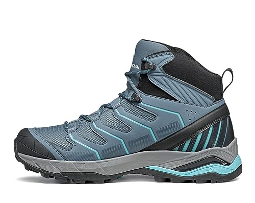 SCARPA Women's Maverick Mid GTX Waterproof Gore-Tex Lightweight Boots for Backpacking and Hiking - Storm Grey/Aqua - 8-8.5 Women/7-7.5 Men