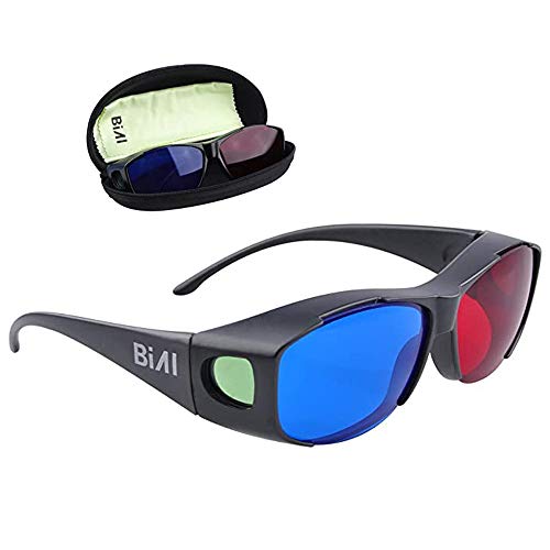 BIAL 2 Pack Red-Blue 3D Glasses with Case Glassese Cloth Cyan Anaglyph Simple Style 3D Movie Game- Extra Upgrade