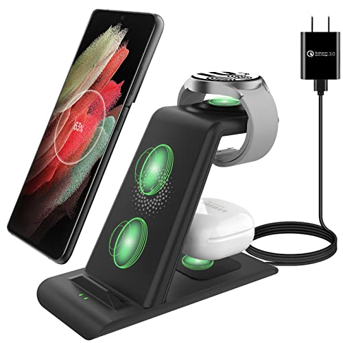 Wireless Charging Station for Samsung Wireless Charger Stand Magnet Galaxy Watch 6 40/44/43/47/5 Pro/4/3 Active 2/1 Galaxy S23/S22/S21/S20/S10/e/Note 20/10/9/8/ Galaxy Buds2 Pro/Live Multiple Devices