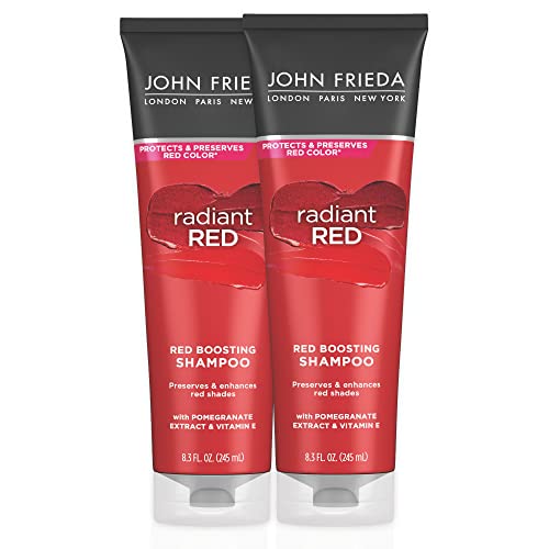 John Frieda Radiant Red Shampoo for Red Hair, Helps Enhance Red Hair Shades, with Pomegranate and Vitamin E, 8.3 oz (Pack of 2)