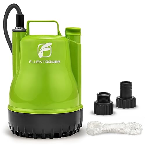 FLUENTPOWER 1/4HP Utility Pump 1500GPH Portable Submersible Sump Pump, with 16.4 Ft Cord for Draining Water from Pool Pond Garden Hot Tub Basement Tankless Heater Liquids
