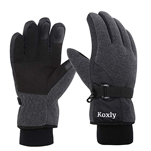 Koxly Winter Gloves Waterproof Windproof 3M Insulated Gloves 3 Fingers Dual-Layer Touchscreen Gloves for Men and Women