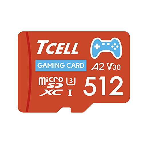 TCELL Gaming 512GB Micro SD Card, Nintendo Switch Memory Card, microSDXC A2 USH-I U3 V30 High Speed Read 100MB/s Write 80MB/s with Adapter, Designed for Gaming Console