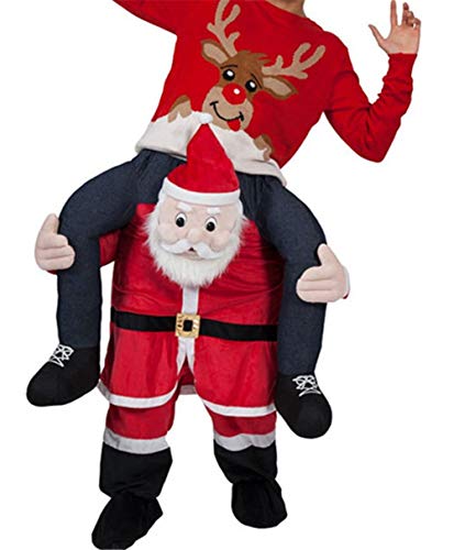 Santa Claus Carry Mascot Costume Ride On Me Christmas Costume
