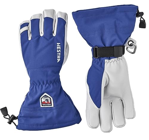 Hestra Army Leather Heli Ski Glove - Classic 5-Finger Snow Glove for Skiing, Snowboarding and Mountaineering, Royal Blue, 8