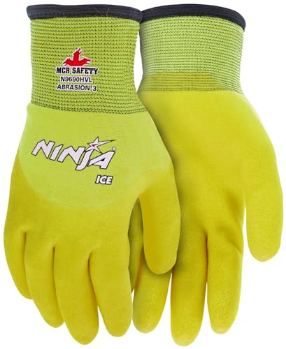 MCR Safety N9690HV Insulated 15 Gauge with Acrylic Terry Interior Over The Knuckle Coated Work Glove, 2XL, 1 Pair