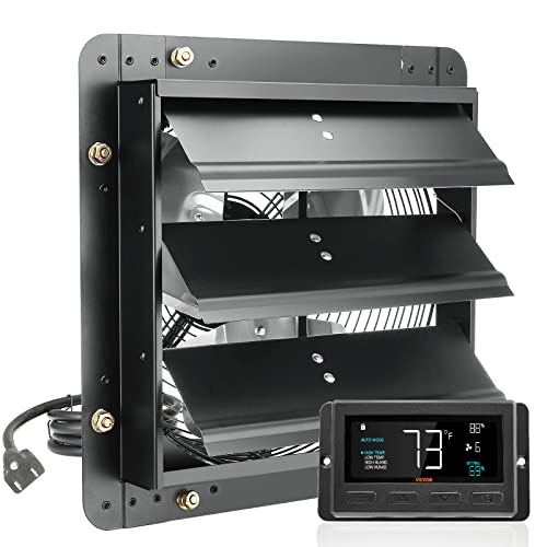 VEVOR 12-Inch Exhaust Fan with Temperature Humidity Controller, 940 CFM, 10-Speed Adjustable, ETL Listed, Black