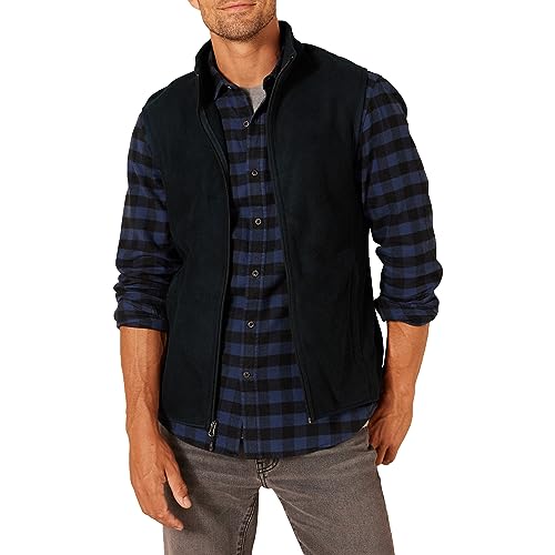 Amazon Essentials Men's Full-Zip Polar Fleece Vest (Available in Big & Tall), Black, X-Large