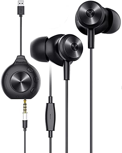 Wired Earphones in-Ear Earbud Headphones with Microphone, Bluedio Li Pro Noise Isolating Headphones Volume Control for PC Laptop with 7.1 Channel Sound Card Driver for All 3.5mm Interface Devices