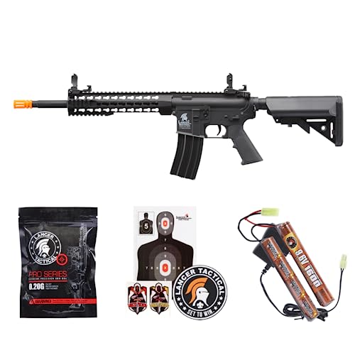 Lancer Tactical Gen 2 Airsoft M4 Carbine 10' AEG Rifle-1000 Rounds 0.20g BBS, 9.6v Nimh Battery & Charger Included-300 Rounds Hi-Cap/Black