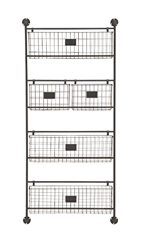 Deco 79 Metal Tall Wire 5 Slot Magazine Rack Holder with Suspended Baskets and Label Slots, 27' x 5' x 61', Black