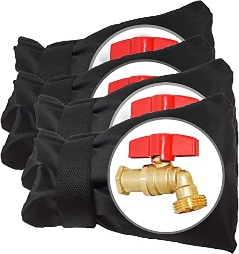 POROLIR Outdoor Faucet Covers for Winter Freeze Protection, Upgraded Thicken 8.5' H x 6.1' W Outside Garden Faucet Socks for Winter Waterproof Reusable Hose Bibs Insulated Spigot Cover, 4 Pack Black
