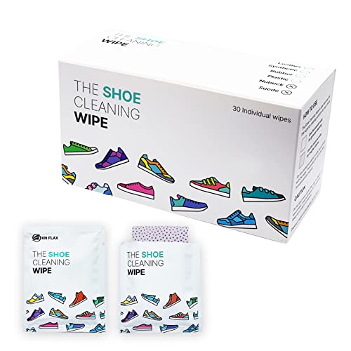 KN FLAX The Shoe Cleaning Wipe Quick Sneaker Wipes (30 Count - Individually Packed) Dual Texture for Stubborn Scuff, Dirt and Stain on Leather, Rubber Sneakers & Boots; Easy to Use, On-The-Go