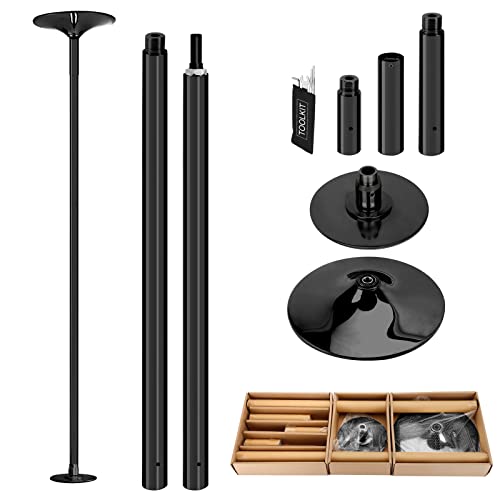 PRIOR FITNESS Premium Dance Pole Removable 45mm Spinning & Static Dancing Pole Heavy-Duty Steel Pole Dancing Pole, Adjustable Height Professional Grade Excellent for Home Exercise Club Gym Black