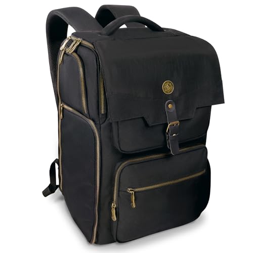 ENHANCE DnD Backpack - RPG DM Bag for Dungeons and Dragons - Travel DnD Bag Organizer fits 6-8 Books Upright, 18' Laptop/DM Screen Slot, Miniature Storage Foam Trays, Accessories Pockets, Map Strap