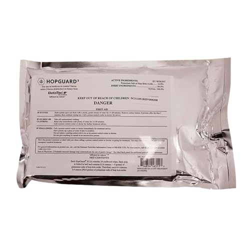 Mann Lake HopGuard 3, Optimal Bee Colony Mite Control, Compatible with Various Hives, Residue-Free, Engineered for Extreme Weather Conditions, 24 Strips (12 Treatments)