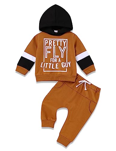 oklady Baby Boy Clothes Hooded Sweatshirt with Letter Print Casual Pants Fall Wintwer Baby Boy Outfit Set 18-24 Months