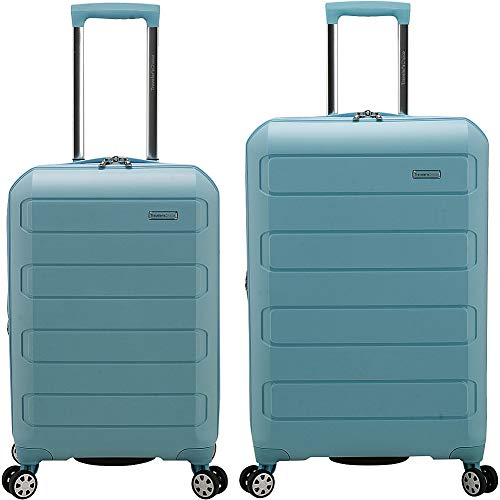 Traveler's Choice Pagosa Indestructible Hardshell Expandable Spinner Luggage, Baby Blue, 2-Piece Set (22/26)