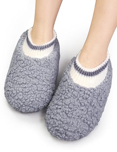 VERO MONTE 1 Pair Womens Thick & Warm Slipper Socks (GREY, 7.5-8.5) 42282