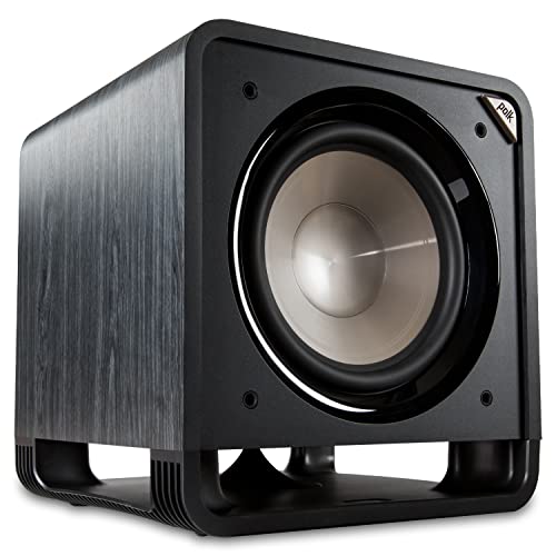Polk Audio HTS 12 Powered Subwoofer with Power Port Technology | 12” Woofer, up to 400W Amp | For the Ultimate Home Theater Experience | Modern Sub that Fits in any Setting | Washed Black Walnut