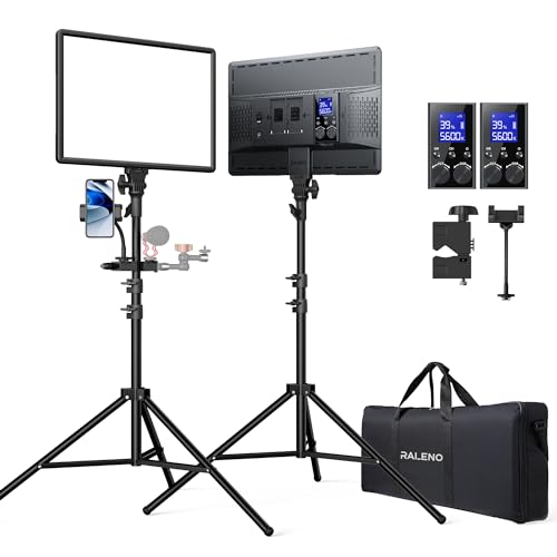 RALENO 2-Pack Photography Lighting with 2.4G Remote, Two 18' 45W Studio Lights for Video Recording, Photography, Live Streaming, CRI 97+ 3200K-5600K LED Video Light with 2 Stands for TikTok, YouTube