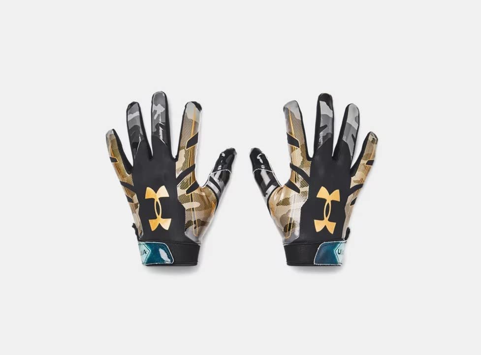 Under Armour Men's Standard F8 Novelty Football Gloves, (005) Black/Green Breeze/White, Medium