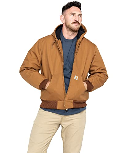 CarharttmensLoose Fit Firm Duck Insulated Flannel-Lined Active Jacket (Big & Tall)BrownMedium Tall