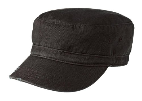 Joe's USA Mens Hat, Military Style Distressed Enzyme Washed Cotton Twill Cap, Black