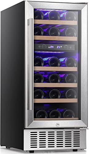 Antarctic Star 15' Wine Cooler Under Counter Beverage Refrigerator Beer Mini Fridge 28 Bottles Dual Zone Built-in Freestanding Stainless Steel Double-Layer Tempered Glass Door