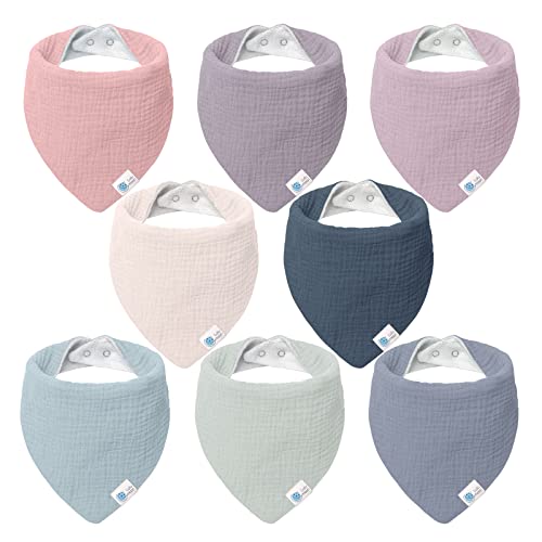 lulumoon Muslin Baby Bibs 100% Cotton Baby Bandana Drool Bibs for Teething and Drooling, 8 Pack, Dream Unicorn