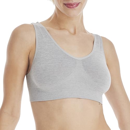 Hanes Women's Cozy Seamless Wire-Free Bra, Light Grey Heather, Large