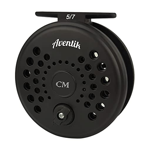 Aventik CM Graphite Fly Reel Click Drag System Classic IV Graphite Large Arbor Sizes 3/5, 5/7 Fly Fishing Reels (5/7)