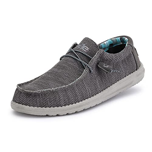 Hey Dude Men's Wally Sox Charcoal Size 12 | Men’s Shoes | Men's Lace Up Loafers | Comfortable & Light-Weight