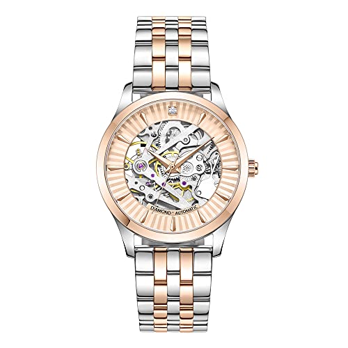 Kenneth Cole New York Women's Automatic Wristwatch | Leather Band | Round Skeleton Dial | Water Resistant Self-Winding Timepiece