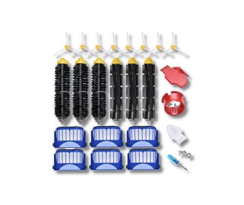 Big Pack Replacement Parts Kit for irobot Roomba 600 Series 694 695 677 671 690 680 660 650 620 614 595 585 564,3 Bristle & Beater Brushes, 6 Filters, 8 Side Brushes