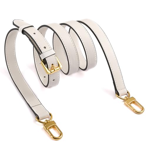 HUADEK Genuine Leather Purse Strap Replacement Crossbody Handbag Long Adjustable (White-Genuine Leather)