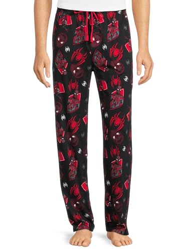 Marvel Spider-Man Men's Miles Morales Mask Allover Print Adult Sleep Bottoms Pajama Pants (Small)