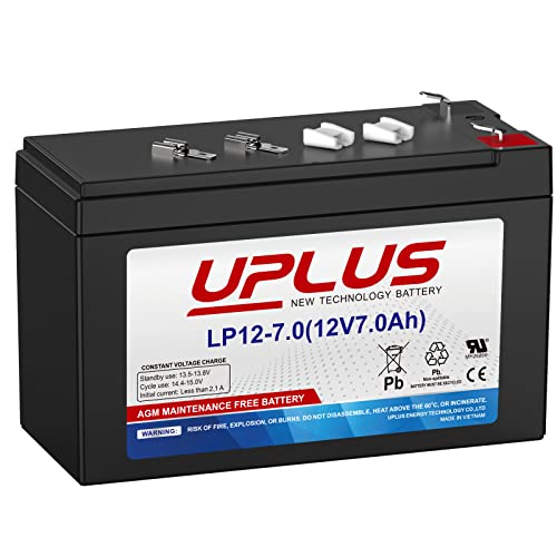 UPLUS 12V 7Ah Battery Security Alarm Battery, Home Fire Alarm Batteries DJW12-7.0M, SLA Battery Rechargeable AGM Battery with F1 F2 terminal for EXP1270, Garage Doors,Toys