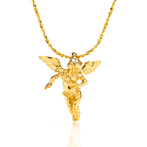 LIFETIME JEWELRY Medium Guardian Angel Pendant Necklace Charm 24K gold plated