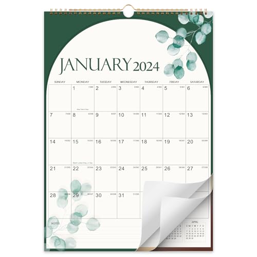 2024 Wall Calendar - 2024 Calendar from Jan.2024 - Dec.2024, 17' x 12', 12 Months Large Wall Calendar 2024 with Twin-Wire Binding, Blank Block, Julian Dates, Hanging Loop, Holiday Reminder, Thick Paper