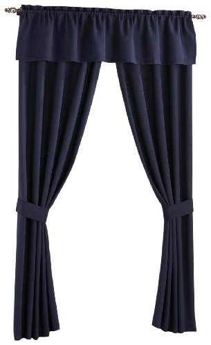 Beacon Looms Bradford 4-Piece Set Faux Linnen Panel Pairs with Tie-Backs, 80-Inch by 84-Inch, Navy