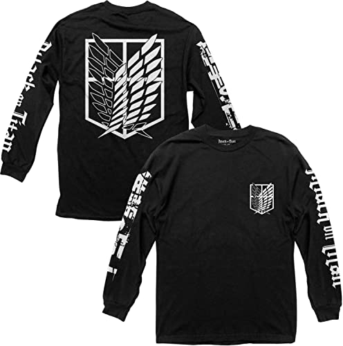 Ripple Junction Attack on Titan Scout Regiment Shield Anime Long-Sleeve Shirt for Men and Women Officially Licensed Black