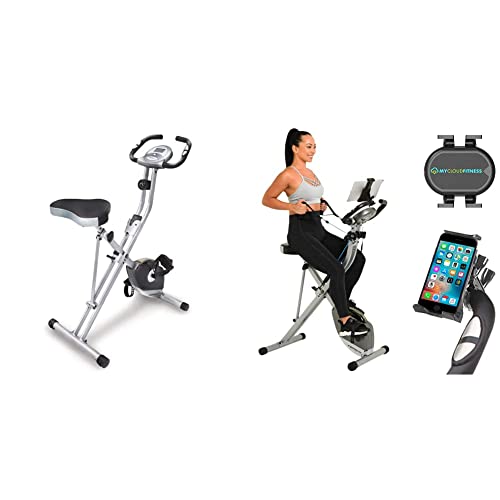 Exerpeutic Foldable Exercise Bike with Bluetooth Cadence Sensor, Tablet Holder, Resistance Bands