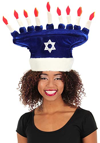 Chanukah Menorah Plush Costume Hat Standard Blue