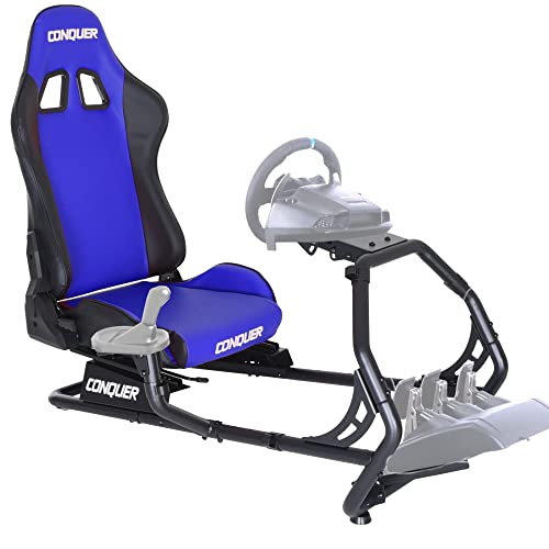 Conquer Racing Simulator Cockpit Driving Seat Reclinable with Gear Shifter Mount