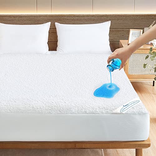Twin Mattress Protector Waterproof Soft & Breathable Terry, Noiseless Twin Mattress Cover Fitted Sheets up -14'' Twin Mattress Protector for Kids Bed Cover Twin Size Mattress Pad Protecor Machine Wash