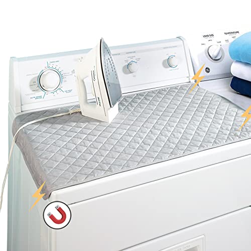 Ruibo Magnetic Ironing Mat Blanket,Iron Board Alternative Cover/Quilted Washer Dryer Heat Resistant Pad/Portable Cover/Mat Grey 33'X 18'