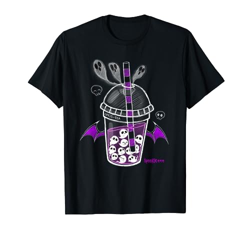 Spookscene Ghos-Tea Spooky Boba Emo Goth Alt Purple T-Shirt