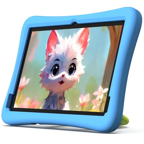 2024 Upgraded Kids Tablet, 10 Inch Android 13 Tablet for Kids with Case Included, Octa-Core, Google Kids Space, Parental Control, 4GB+64GB, Wifi, BT5.3, YouTube, Great Gift for Toddler(Blue)
