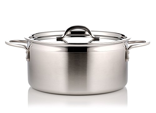 Bon Chef 60303-2ToneSS Country French Two Tone Stainless Steel Pot with Cover, 5.7 quart